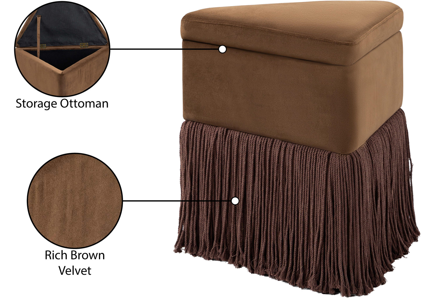 drew brown velvet ottoman/stool