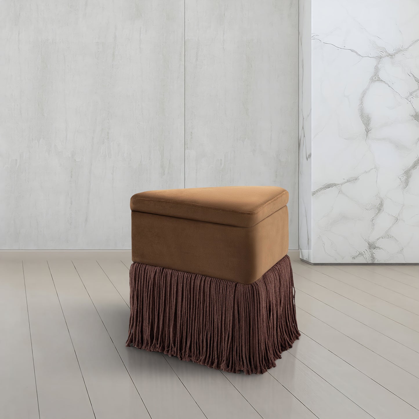 drew brown velvet ottoman/stool