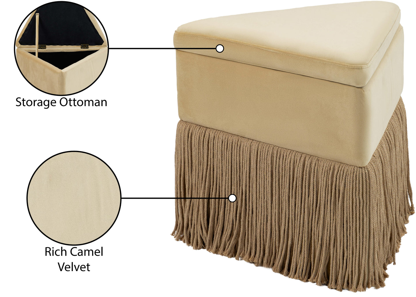 drew camel velvet ottoman/stool