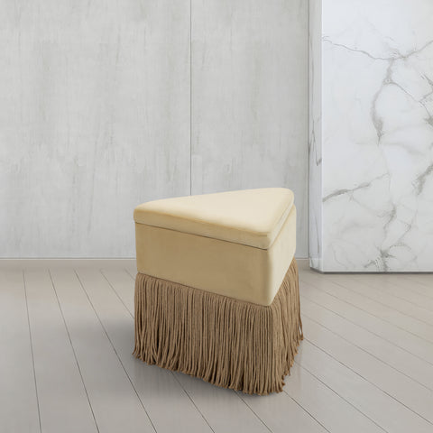 Drew Camel Velvet Ottoman/Stool