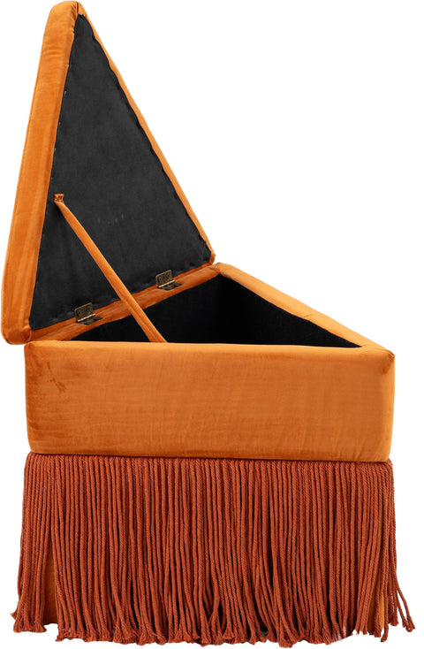 Drew Cognac Velvet Ottoman/Stool