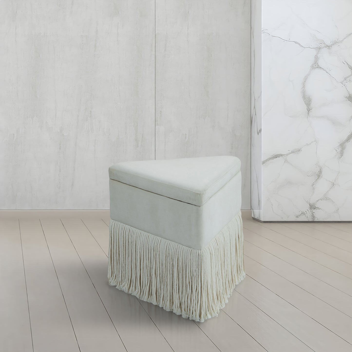 drew cream velvet ottoman/stool