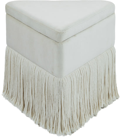 Drew Cream Velvet Ottoman/Stool