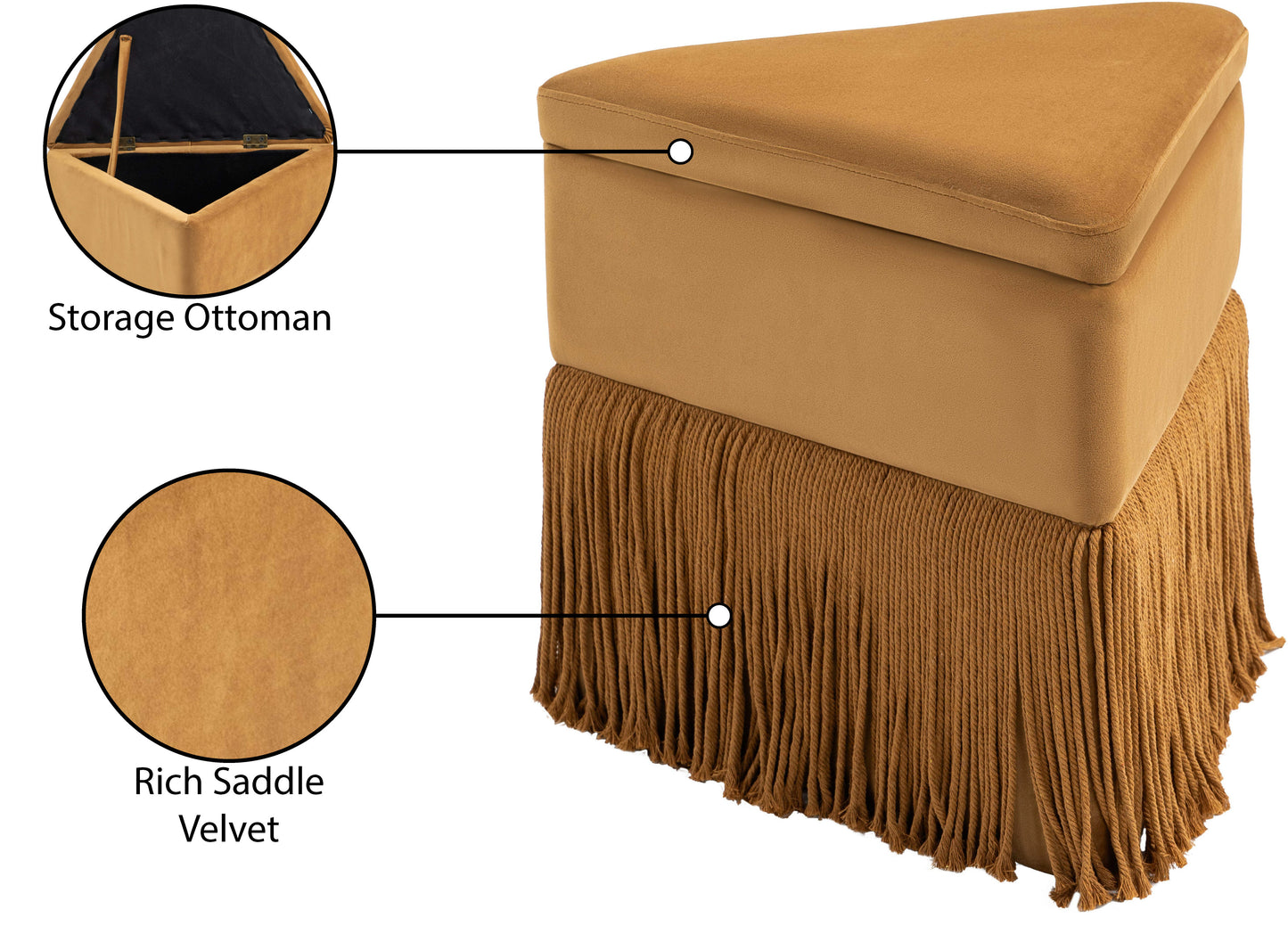 drew saddle velvet ottoman/stool