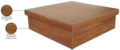 Zadie Natural Teak Wood Outdoor Patio Coffee Table, 1 Piece