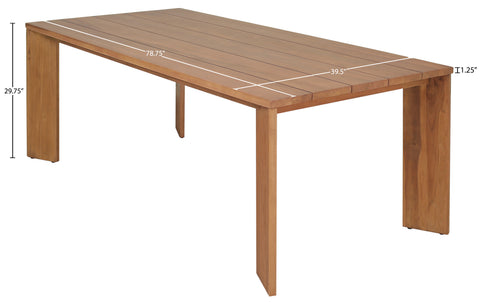 Zadie Natural 78.75 Teak Wood Outdoor Patio Dining Table, 1 Piece