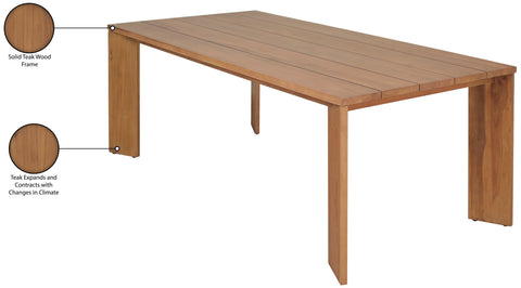 Zadie Natural 78.75 Teak Wood Outdoor Patio Dining Table, 1 Piece