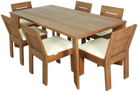 Zadie Natural 78.75 Teak Wood Outdoor Patio Dining Table, 1 Piece