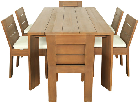 Zadie Natural 78.75 Teak Wood Outdoor Patio Dining Table, 1 Piece