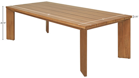 Zadie Natural 96 Teak Wood Outdoor Patio Dining Table, 1 Piece