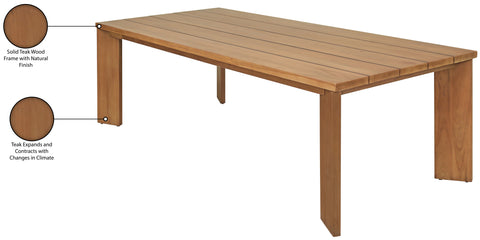 Zadie Natural 96 Teak Wood Outdoor Patio Dining Table, 1 Piece