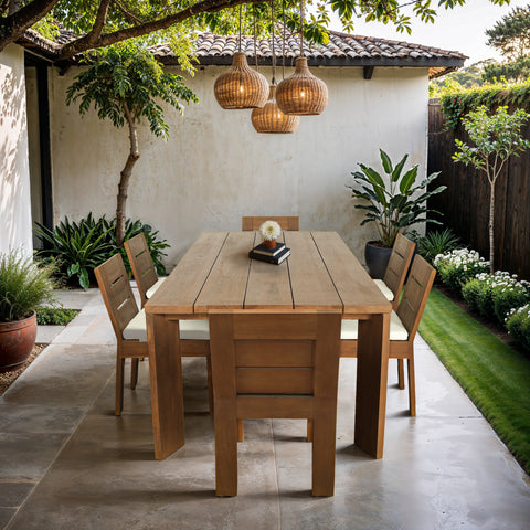Zadie Natural 96 Teak Wood Outdoor Patio Dining Table, 1 Piece