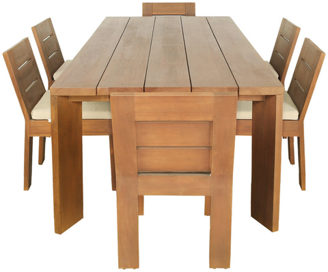 Zadie Natural 96 Teak Wood Outdoor Patio Dining Table, 1 Piece