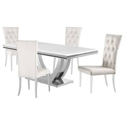 Carmelia 5-piece Rectangular Dining Table Set White and ChromeWhite
