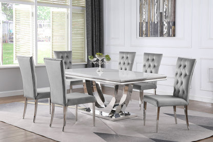 Carmelia 7-piece Rectangular Dining Table Set Grey and ChromeGrey