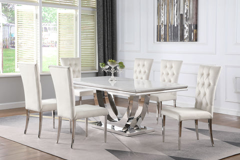 Carmelia 7-piece Rectangular Dining Table Set White and ChromeWhite