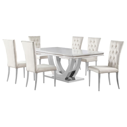 Carmelia 7-piece Rectangular Dining Table Set White and ChromeWhite