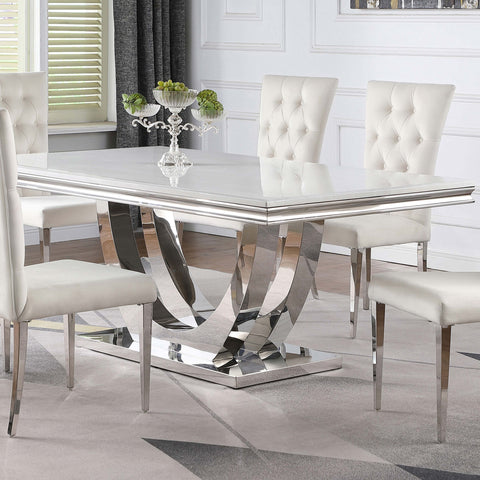 Carmelia Rectangular 71-inch Stone Top Dining Table WhiteWhite Marble