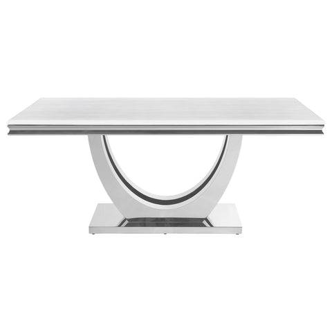 Carmelia Rectangular 71-inch Stone Top Dining Table WhiteWhite Marble