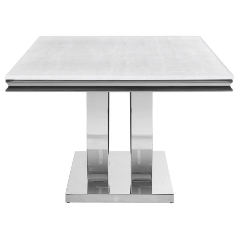 Carmelia Rectangular 71-inch Stone Top Dining Table WhiteWhite Marble