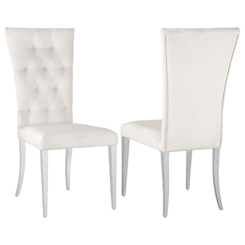 Carmelia Velvet Upholstered Dining Side Chair White (Set of 2)White