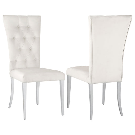 Carmelia Velvet Upholstered Dining Side Chair White (Set of 2)White