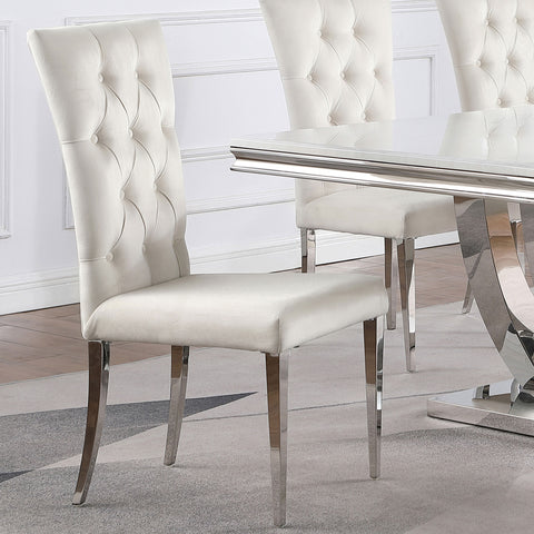 Carmelia Velvet Upholstered Dining Side Chair White (Set of 2)White
