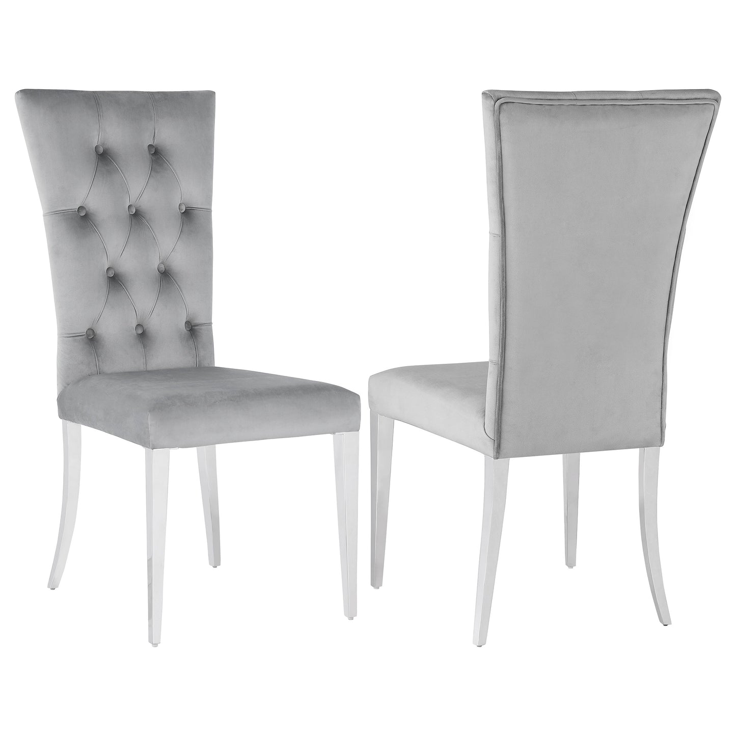 carmelia velvet upholstered dining side chair grey (set of 2)grey