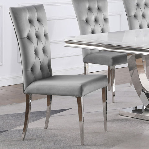 Carmelia Velvet Upholstered Dining Side Chair Grey (Set of 2)Grey