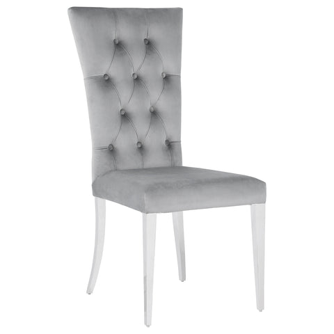 Carmelia Velvet Upholstered Dining Side Chair Grey (Set of 2)Grey