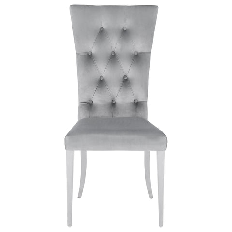 Carmelia Velvet Upholstered Dining Side Chair Grey (Set of 2)Grey