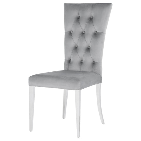 Carmelia Velvet Upholstered Dining Side Chair Grey (Set of 2)Grey