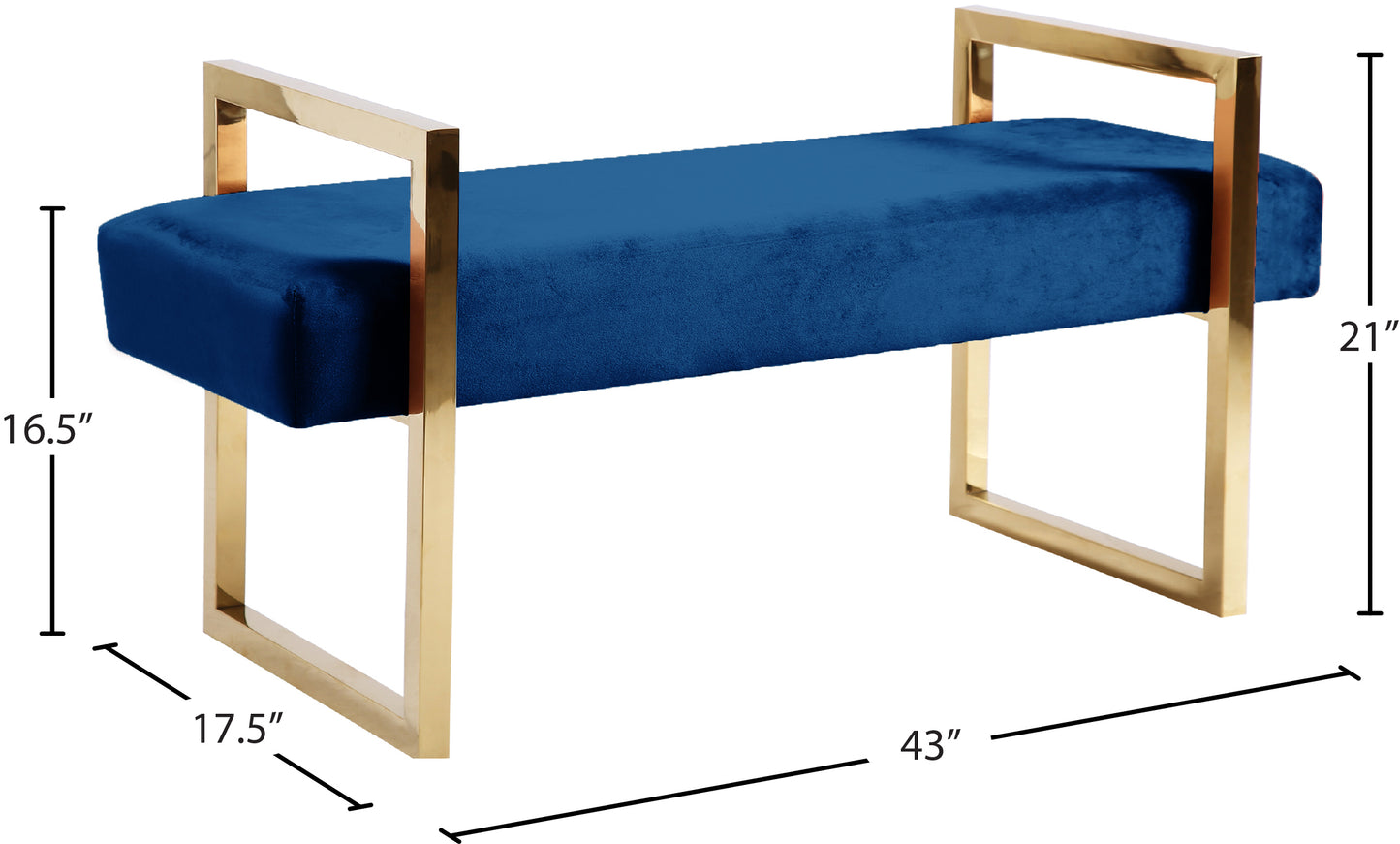 taj navy velvet bench navy