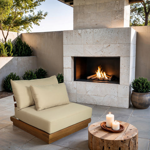 Zadie Tan Water Resistant Fabric Upholstered Outdoor Patio Modular Armless Chair, 1 Piece