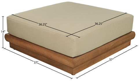 Zadie Tan Water Resistant Fabric Upholstered Outdoor Patio Modular Ottoman, 1 Piece
