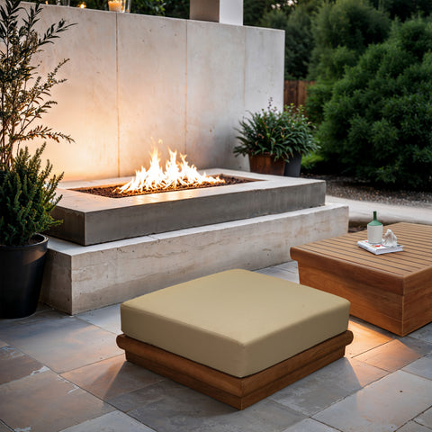 Zadie Tan Water Resistant Fabric Upholstered Outdoor Patio Modular Ottoman, 1 Piece