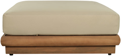 Zadie Tan Water Resistant Fabric Upholstered Outdoor Patio Modular Ottoman, 1 Piece