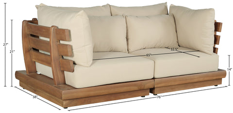 Zadie Tan 76 Water Resistant Fabric Upholstered Outdoor Patio Modular Loveseat, 2-Piece