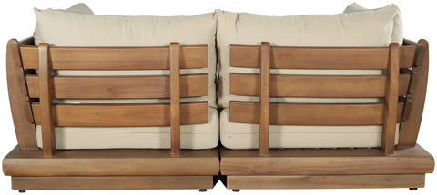 Zadie Tan 76 Water Resistant Fabric Upholstered Outdoor Patio Modular Loveseat, 2-Piece