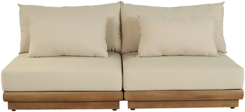 Zadie Tan 74 Water Resistant Fabric Upholstered Outdoor Patio Modular Loveseat, 2-Piece