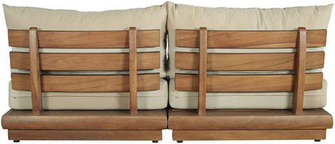 Zadie Tan 74 Water Resistant Fabric Upholstered Outdoor Patio Modular Loveseat, 2-Piece