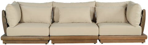 Zadie Tan 113 Water Resistant Fabric Upholstered Outdoor Patio Modular Sofa , 3-Piece (Style 1)