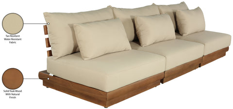 Zadie Tan 111 Water Resistant Fabric Upholstered Outdoor Patio Modular Sofa , 3-Piece (Style 1)