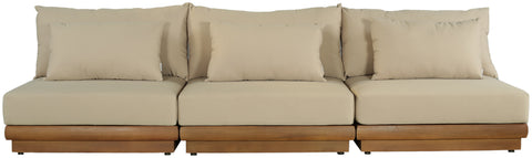 Zadie Tan 111 Water Resistant Fabric Upholstered Outdoor Patio Modular Sofa , 3-Piece (Style 1)