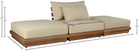 Zadie Tan 111 Water Resistant Fabric Upholstered Outdoor Patio Modular Sofa , 3-Piece (Style 2)