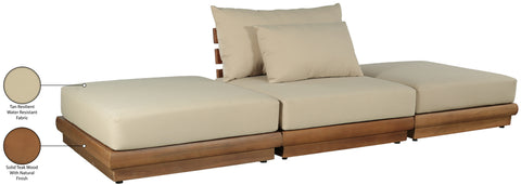 Zadie Tan 111 Water Resistant Fabric Upholstered Outdoor Patio Modular Sofa , 3-Piece (Style 2)