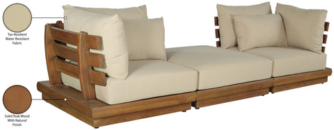 Zadie Tan 113 Water Resistant Fabric Upholstered Outdoor Patio Modular Sofa , 3-Piece (Style 2)