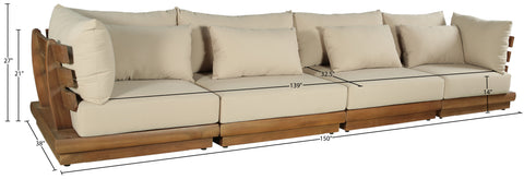 Zadie Tan 150 Water Resistant Fabric Upholstered Outdoor Patio Modular Sofa, 4-Piece