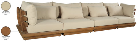 Zadie Tan 150 Water Resistant Fabric Upholstered Outdoor Patio Modular Sofa, 4-Piece