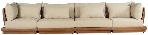 Zadie Tan 150 Water Resistant Fabric Upholstered Outdoor Patio Modular Sofa, 4-Piece
